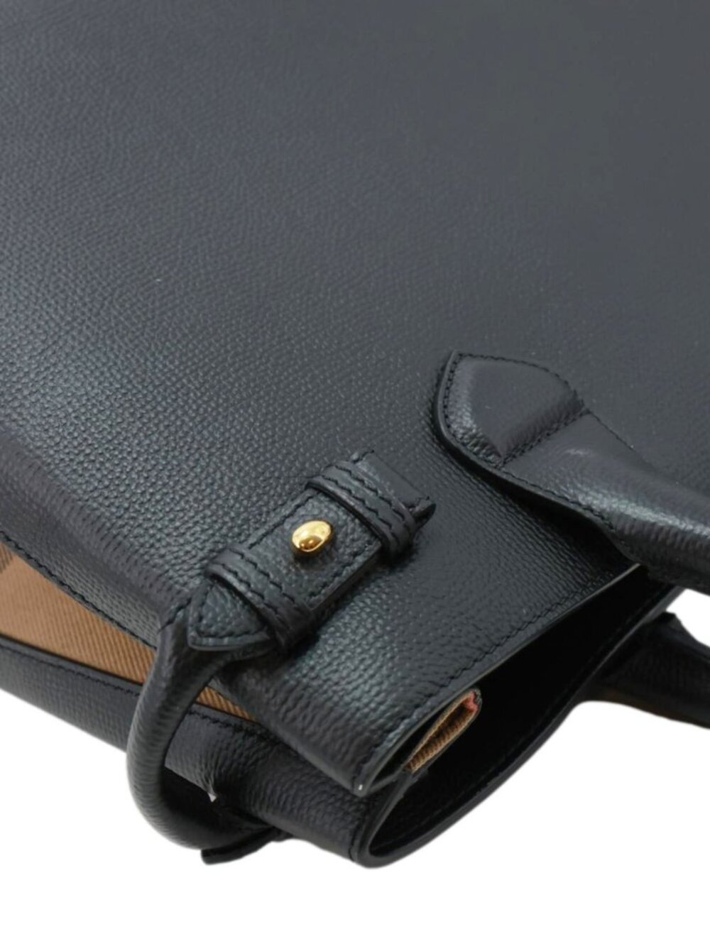 Burberry  Banner Medium Calfskin House Check Crossbody Bag Black - Picture 7 of 12
